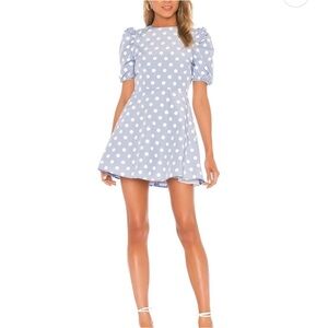 LMajorelle Revolve Cordella Mini Dress in Baby Blue Dot Size Small